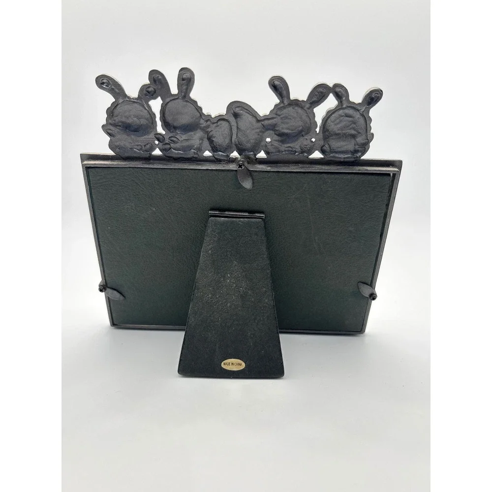 Sunflower Designs Bunny Rabbit 4x6 Photo Frame Easter Eggs Floral Silver Tone